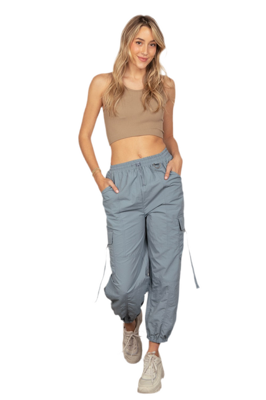 VERY J Elastic Waist Woven Cargo Pants