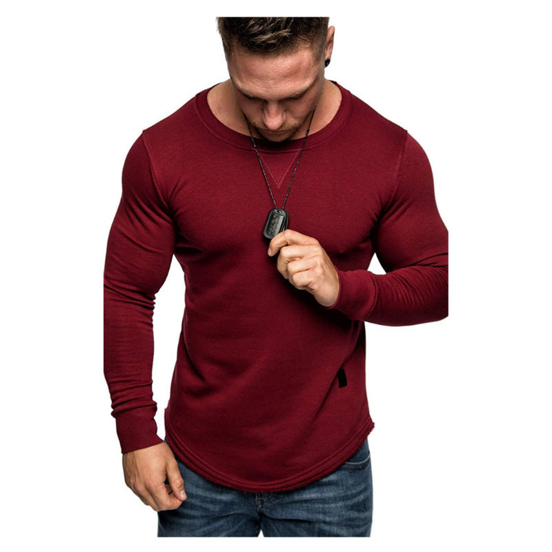 Men's Solid Color Sweater With Round Neck