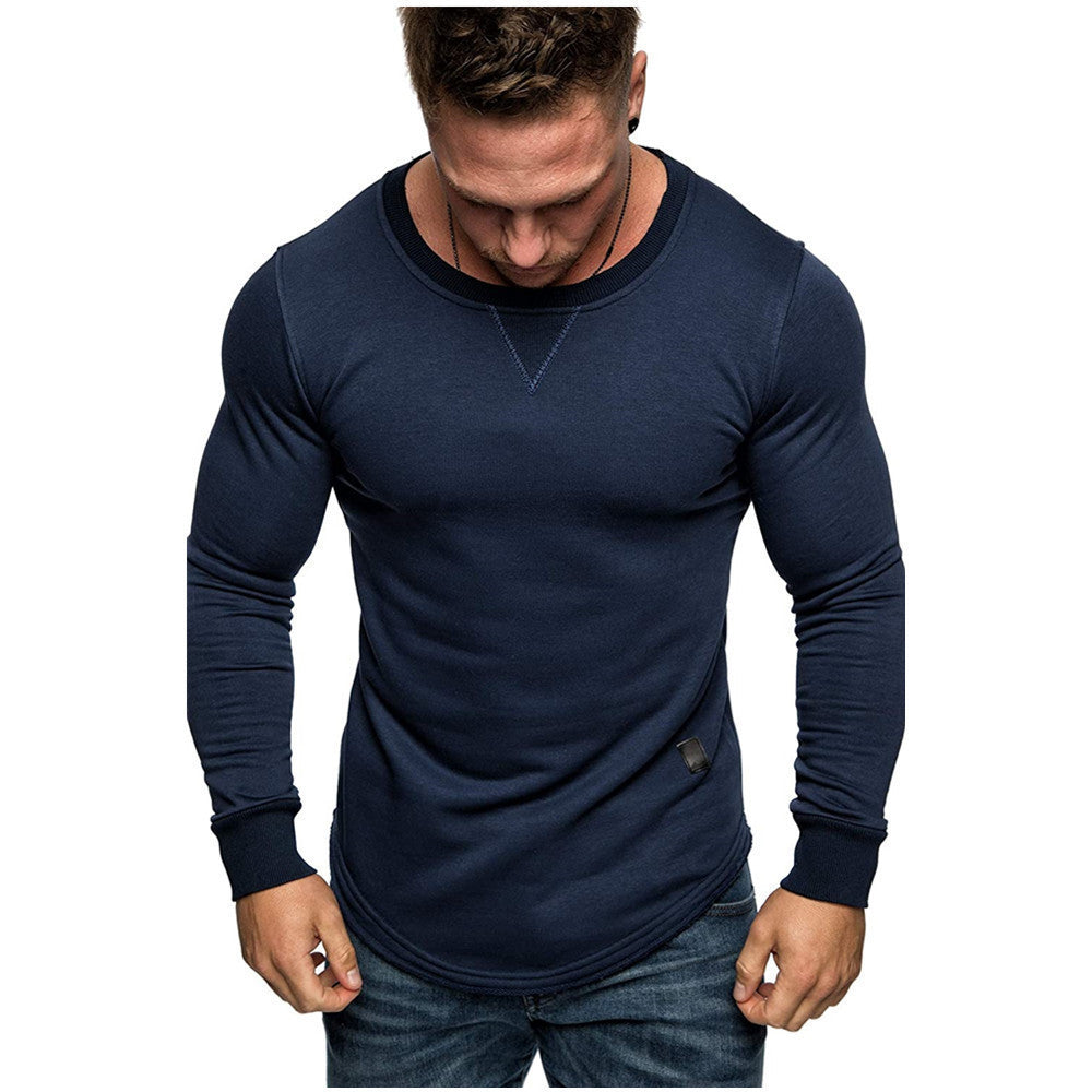 Men's Solid Color Sweater With Round Neck