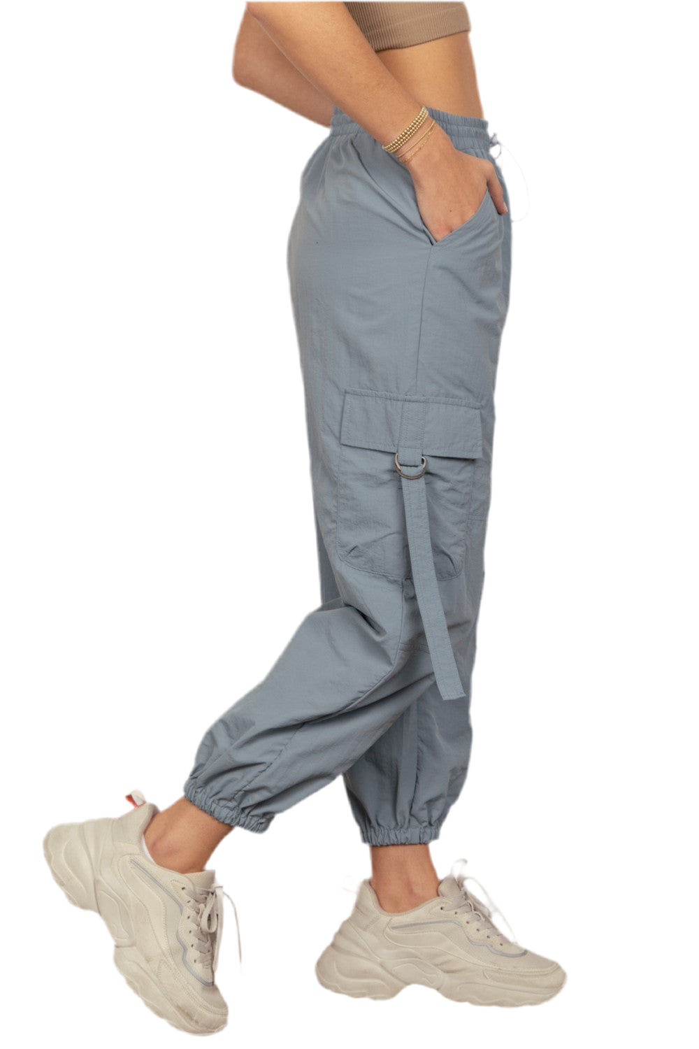 VERY J Elastic Waist Woven Cargo Pants