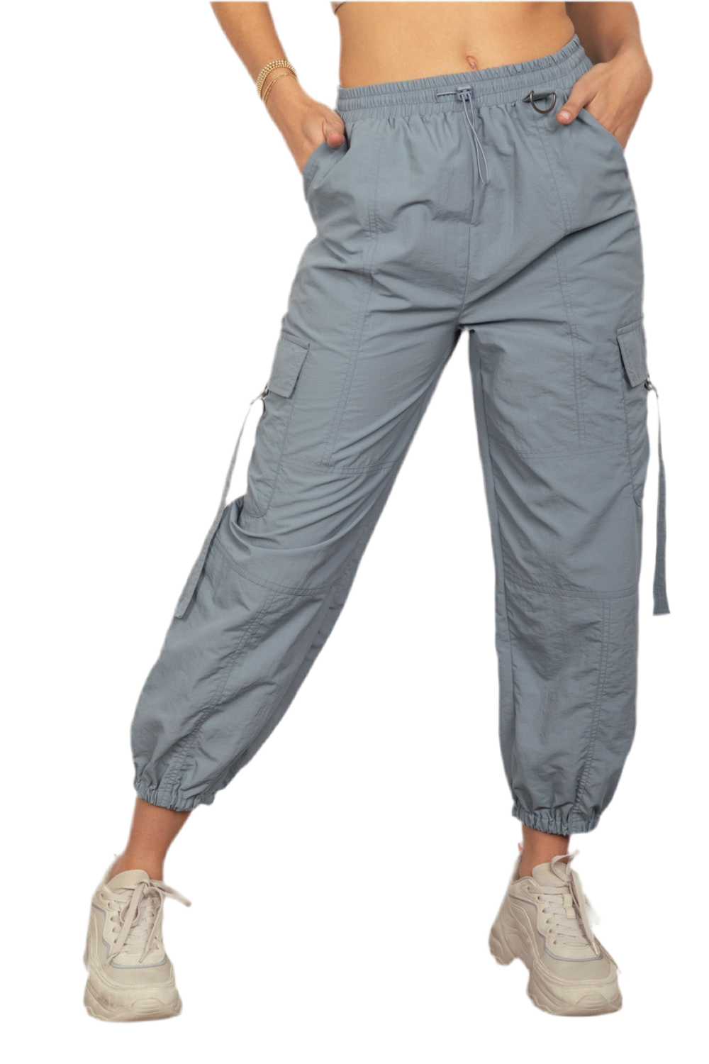 VERY J Elastic Waist Woven Cargo Pants