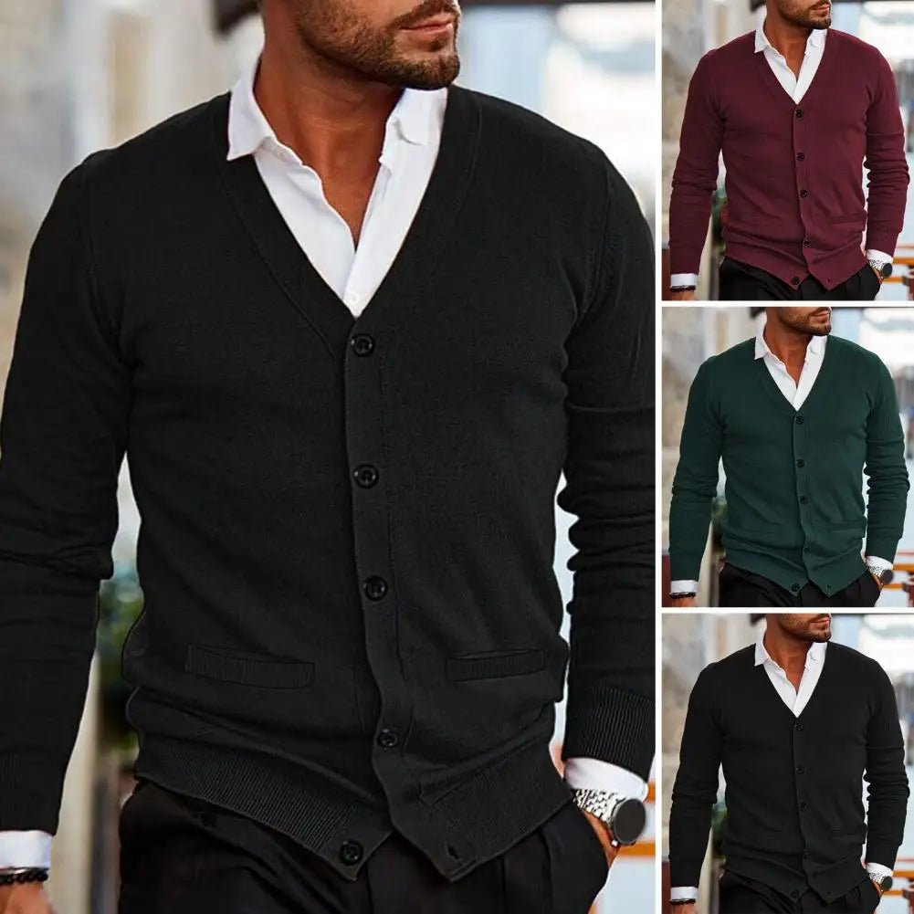 Men Casual V-Neck Cardigan Sweaters