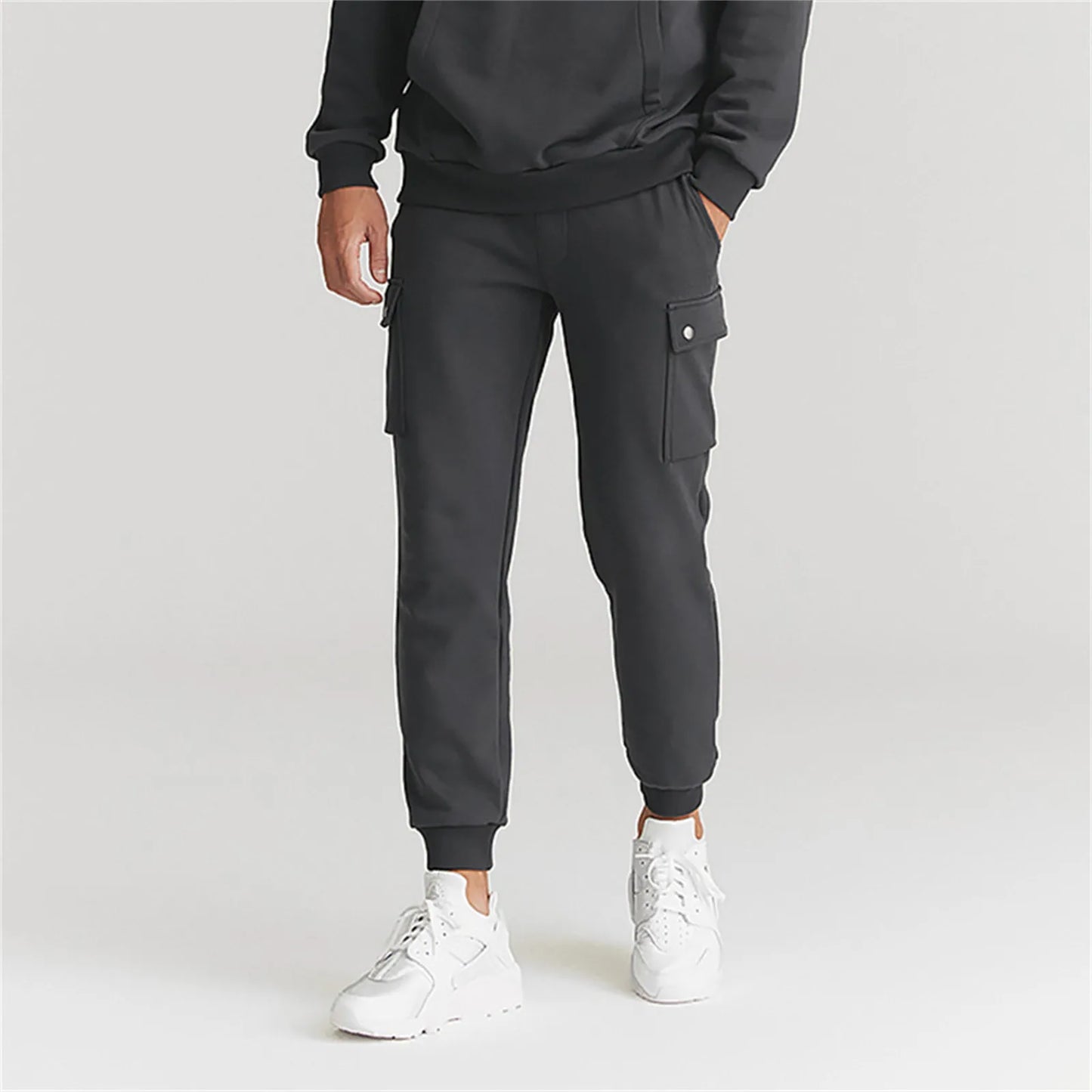 Men's Solid Color Athleisure Pocket Wide Leg And Drawstring Pants Tech Mens Pants